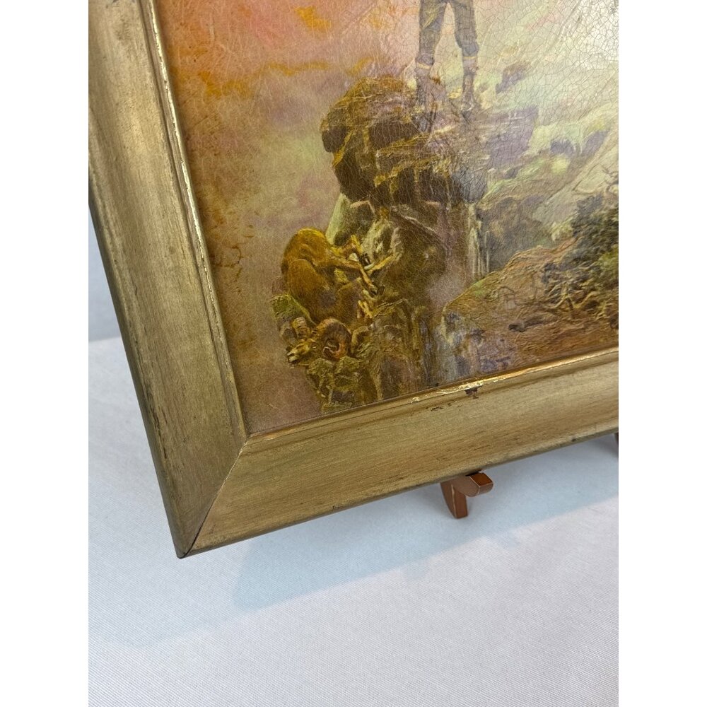 Vintage Western Landscape Painting Horse Rider Framed Charles M Russell - Picture 4 of 12